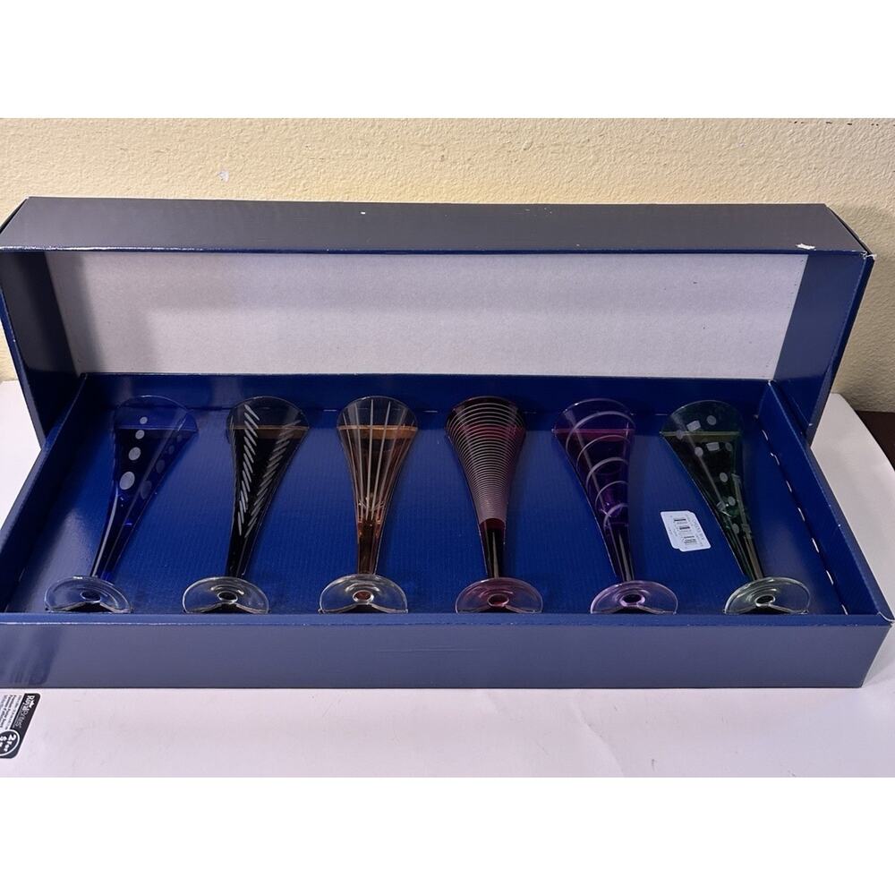 BOX SET OF 6 Mikasa Crystal (Cheers Mix) 5 7/8" 2 oz CORDIAL GLASSES